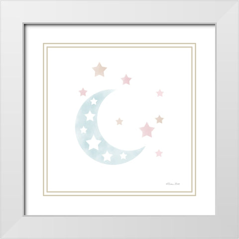 Watercolor Moon White Modern Wood Framed Art Print with Double Matting by Ball, Susan