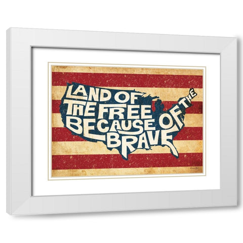 Land of the Free White Modern Wood Framed Art Print with Double Matting by Ball, Susan