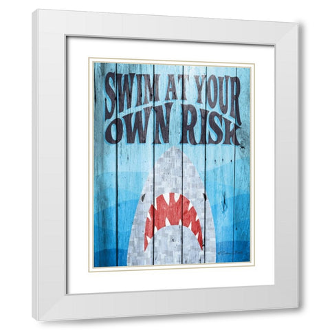 Swim at Your Own Risk White Modern Wood Framed Art Print with Double Matting by Ball, Susan