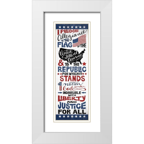 Pledge of Allegiance White Modern Wood Framed Art Print with Double Matting by Ball, Susan