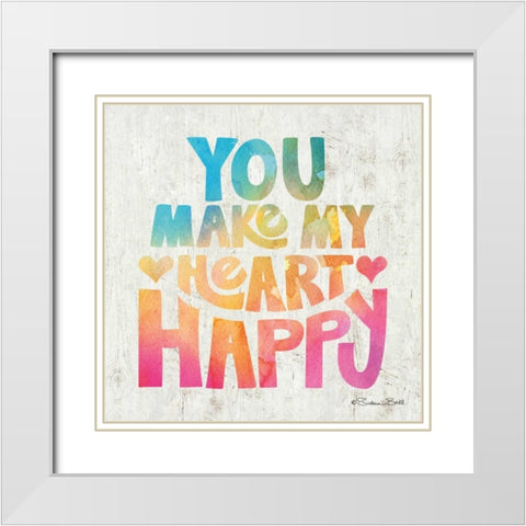 You Make My Heart Happy White Modern Wood Framed Art Print with Double Matting by Ball, Susan