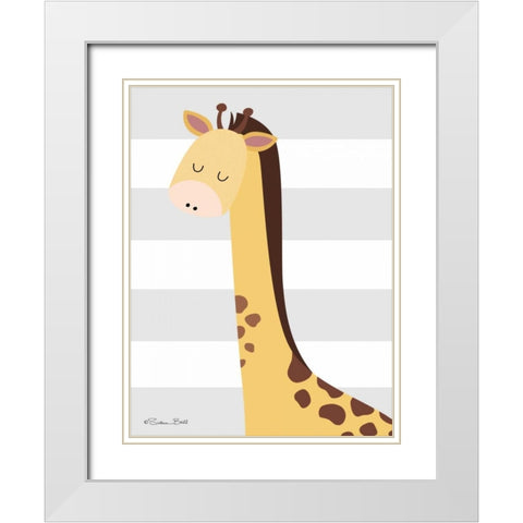 Giraffe Stripe White Modern Wood Framed Art Print with Double Matting by Ball, Susan
