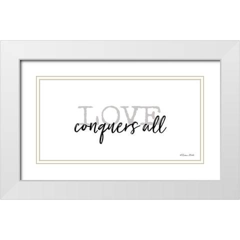Love Conquers All White Modern Wood Framed Art Print with Double Matting by Ball, Susan