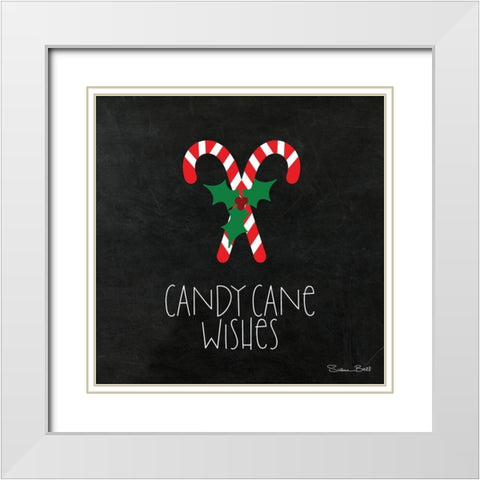 Candy Cane Wishes White Modern Wood Framed Art Print with Double Matting by Ball, Susan