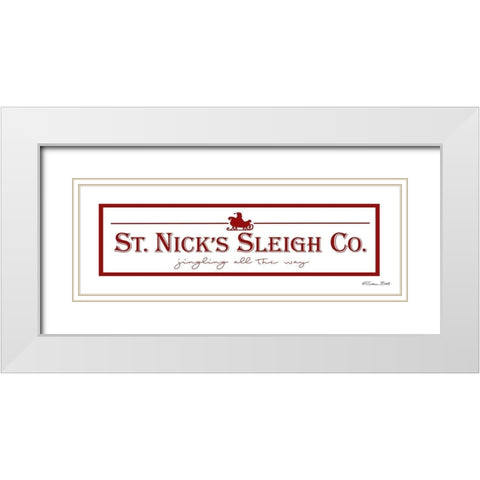 St. Nicks Sleigh Co.    White Modern Wood Framed Art Print with Double Matting by Ball, Susan