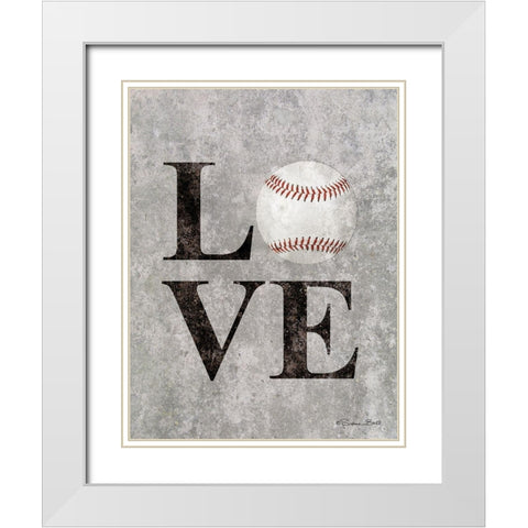 LOVE Baseball White Modern Wood Framed Art Print with Double Matting by Ball, Susan