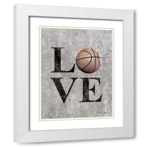 LOVE Basketball White Modern Wood Framed Art Print with Double Matting by Ball, Susan