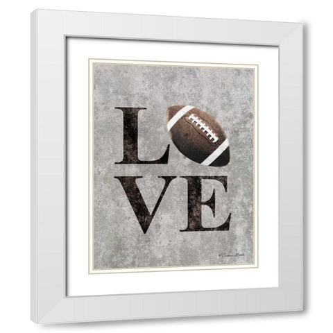 LOVE Football White Modern Wood Framed Art Print with Double Matting by Ball, Susan