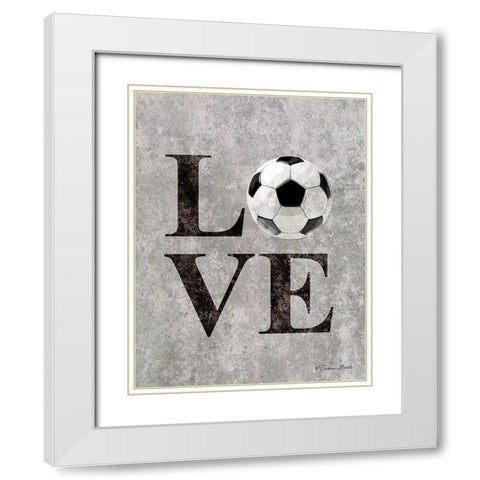 LOVE Soccer White Modern Wood Framed Art Print with Double Matting by Ball, Susan