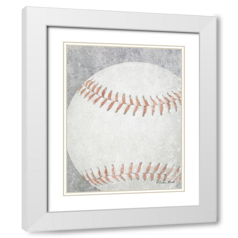 Sports Ball - Baseball White Modern Wood Framed Art Print with Double Matting by Ball, Susan