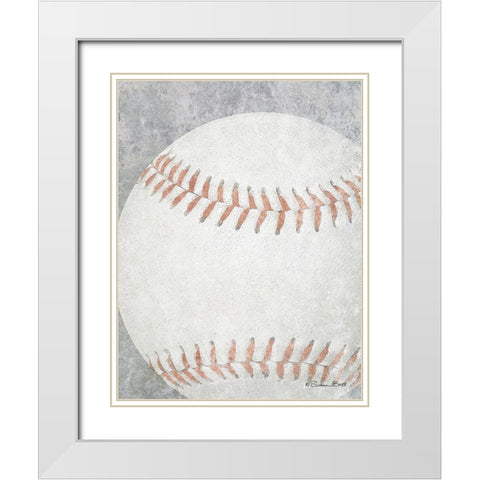 Sports Ball - Baseball White Modern Wood Framed Art Print with Double Matting by Ball, Susan