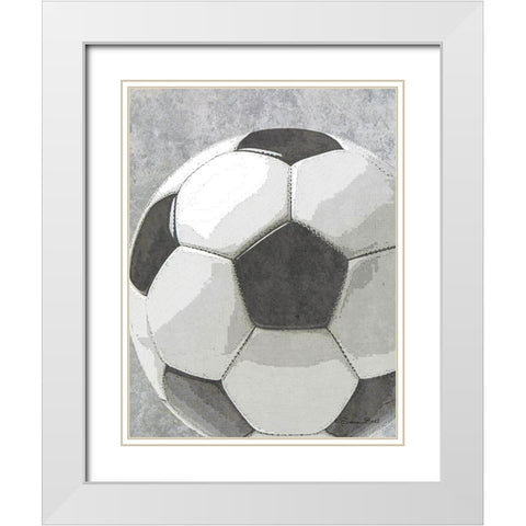 Sports Bal - Soccer White Modern Wood Framed Art Print with Double Matting by Ball, Susan