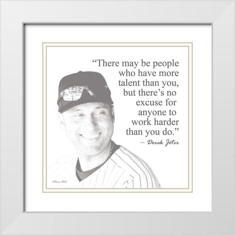 Baseball Greats - Derek Jeter White Modern Wood Framed Art Print with Double Matting by Ball, Susan