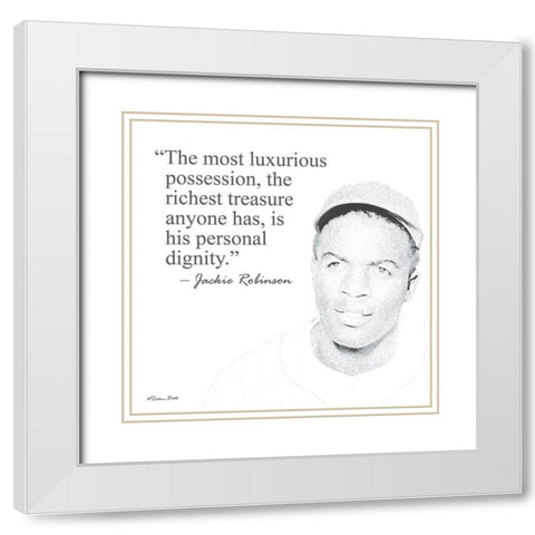 Baseball Greats - Jackie Robinson White Modern Wood Framed Art Print with Double Matting by Ball, Susan