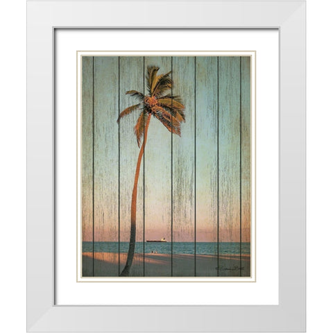 Vintage Palm  White Modern Wood Framed Art Print with Double Matting by Ball, Susan