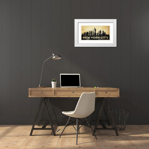 New York City Skyline White Modern Wood Framed Art Print with Double Matting by Ball, Susan