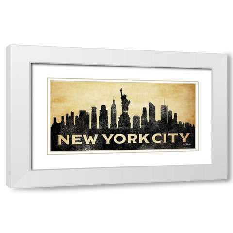 New York City Skyline White Modern Wood Framed Art Print with Double Matting by Ball, Susan