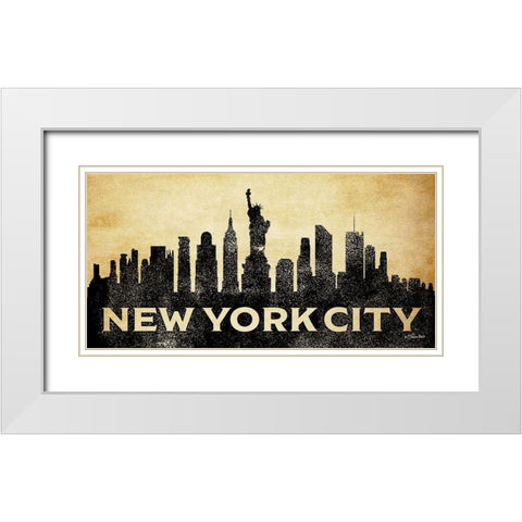 New York City Skyline White Modern Wood Framed Art Print with Double Matting by Ball, Susan