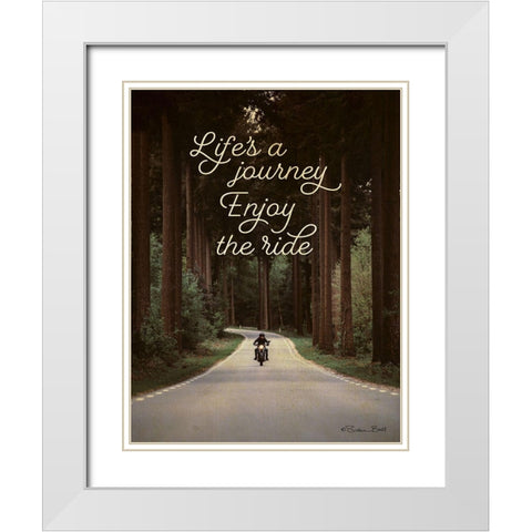 Lifes a Journey White Modern Wood Framed Art Print with Double Matting by Ball, Susan