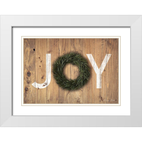 Joy Cedar Wreath White Modern Wood Framed Art Print with Double Matting by Ball, Susan