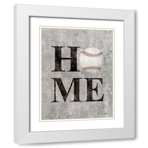 Baseball HOME White Modern Wood Framed Art Print with Double Matting by Ball, Susan