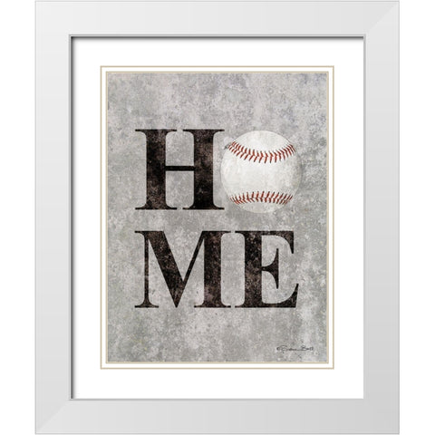 Baseball HOME White Modern Wood Framed Art Print with Double Matting by Ball, Susan