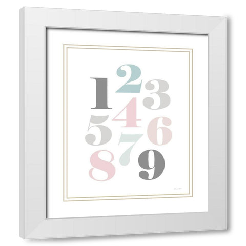 Softly Colored Numbers White Modern Wood Framed Art Print with Double Matting by Ball, Susan