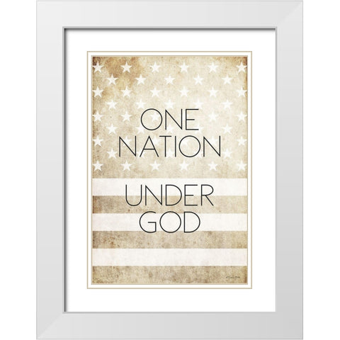 One Nation Under God White Modern Wood Framed Art Print with Double Matting by Ball, Susan