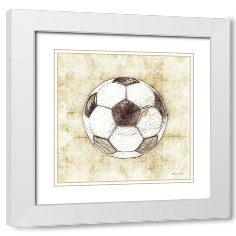 Soccer Sketch White Modern Wood Framed Art Print with Double Matting by Ball, Susan