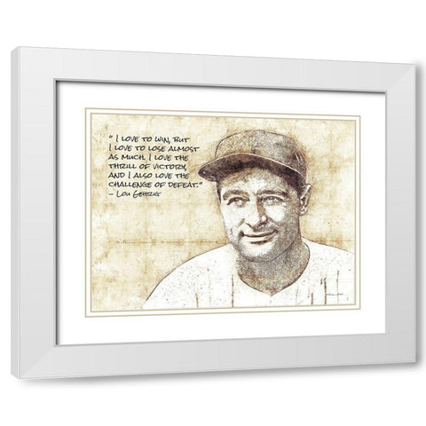 Lou Gehrig Sketch White Modern Wood Framed Art Print with Double Matting by Ball, Susan