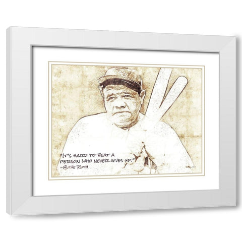 Babe Ruth Sketch    White Modern Wood Framed Art Print with Double Matting by Ball, Susan
