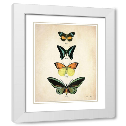 Butterflies 2    White Modern Wood Framed Art Print with Double Matting by Ball, Susan