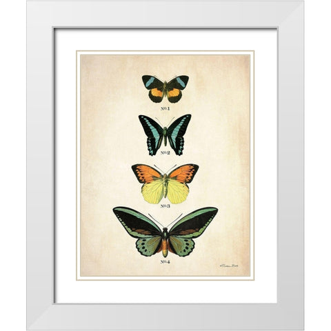 Butterflies 2    White Modern Wood Framed Art Print with Double Matting by Ball, Susan