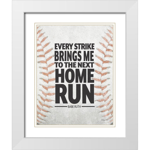 Home Run White Modern Wood Framed Art Print with Double Matting by Ball, Susan