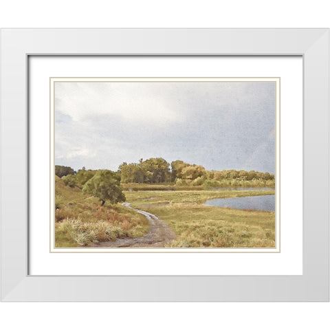 By the Pond White Modern Wood Framed Art Print with Double Matting by Ball, Susan