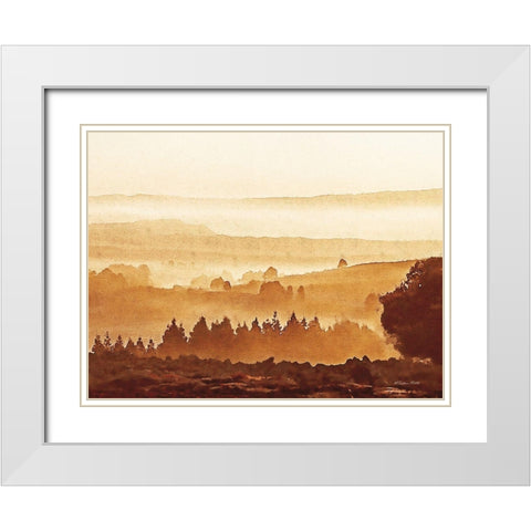 Sunset Over Forest White Modern Wood Framed Art Print with Double Matting by Ball, Susan