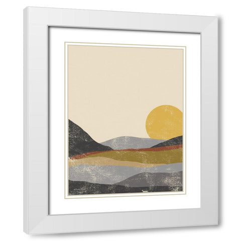 Color Block Sunset White Modern Wood Framed Art Print with Double Matting by Ball, Susan