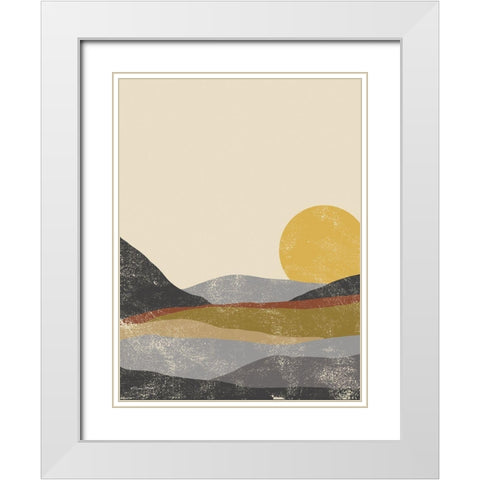 Color Block Sunset White Modern Wood Framed Art Print with Double Matting by Ball, Susan