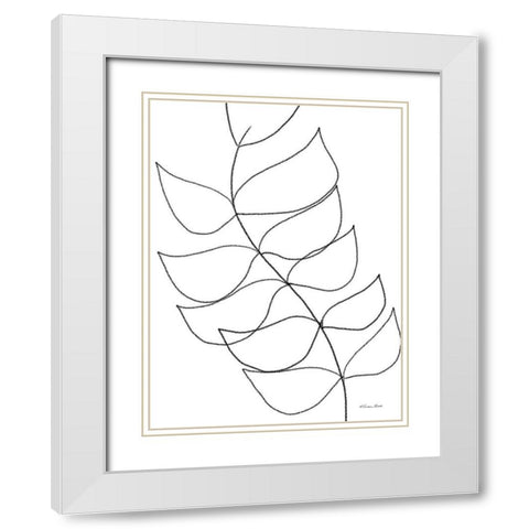 Leaf Sketch 1 White Modern Wood Framed Art Print with Double Matting by Ball, Susan