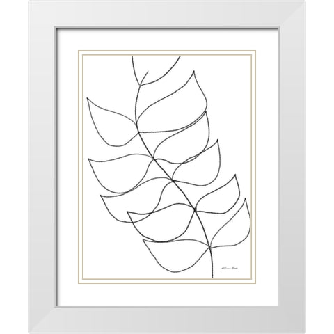 Leaf Sketch 1 White Modern Wood Framed Art Print with Double Matting by Ball, Susan