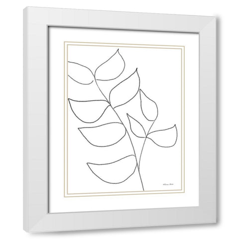 Leaf Sketch 2 White Modern Wood Framed Art Print with Double Matting by Ball, Susan