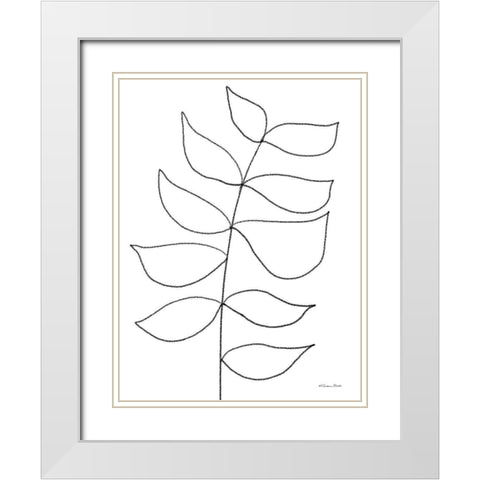 Leaf Sketch 3 White Modern Wood Framed Art Print with Double Matting by Ball, Susan