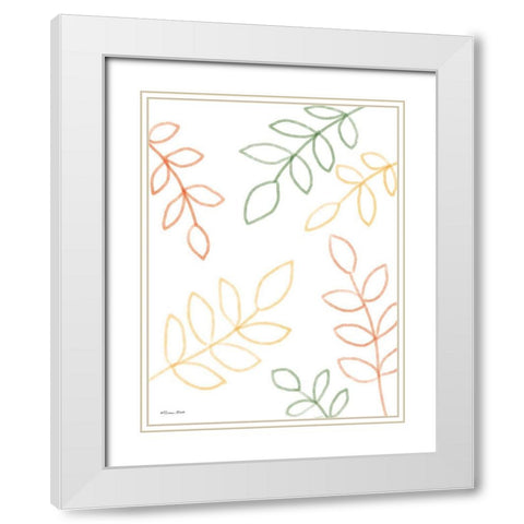 Colorful Leaves White Modern Wood Framed Art Print with Double Matting by Ball, Susan