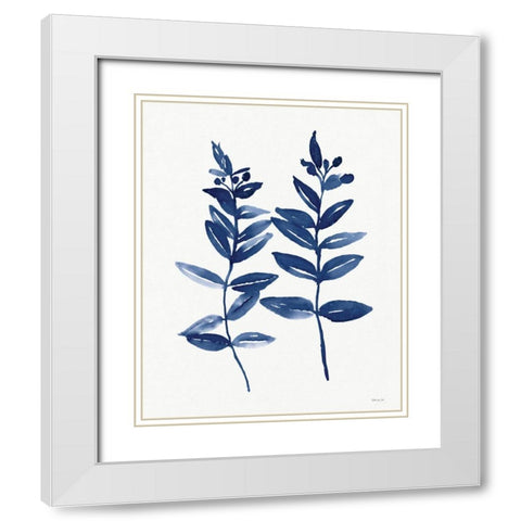 Nature in Indigo 3 White Modern Wood Framed Art Print with Double Matting by Stellar Design Studio