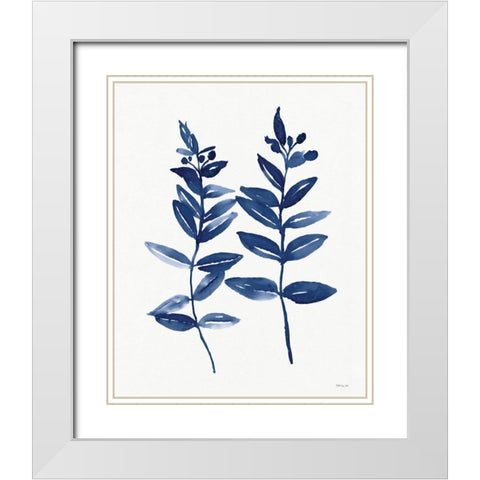 Nature in Indigo 3 White Modern Wood Framed Art Print with Double Matting by Stellar Design Studio