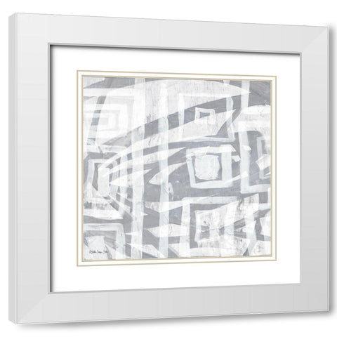 Intertwined 5 White Modern Wood Framed Art Print with Double Matting by Stellar Design Studio