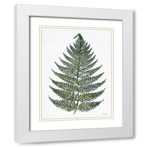 Leaf Sketch White Modern Wood Framed Art Print with Double Matting by Stellar Design Studio