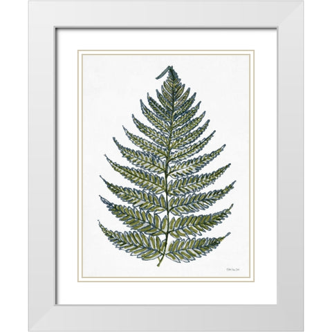 Leaf Sketch White Modern Wood Framed Art Print with Double Matting by Stellar Design Studio