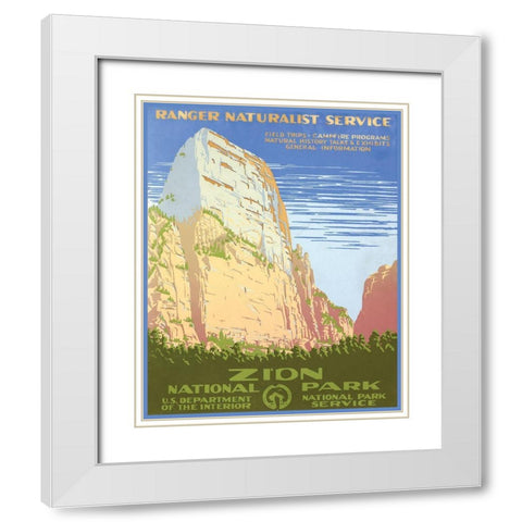 Zion National Park White Modern Wood Framed Art Print with Double Matting by Stellar Design Studio