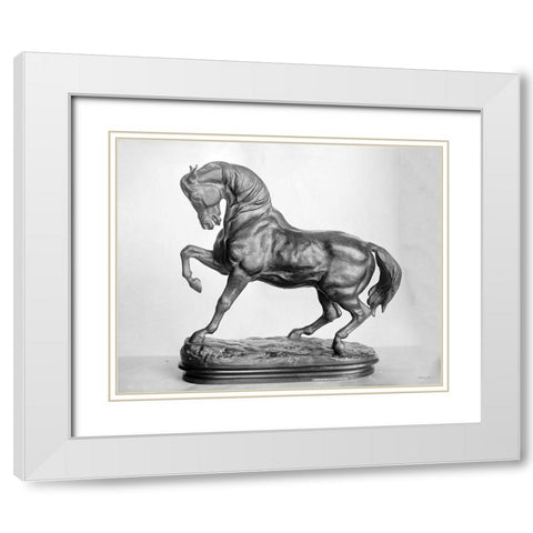 Roman Horse Statue 2 White Modern Wood Framed Art Print with Double Matting by Stellar Design Studio